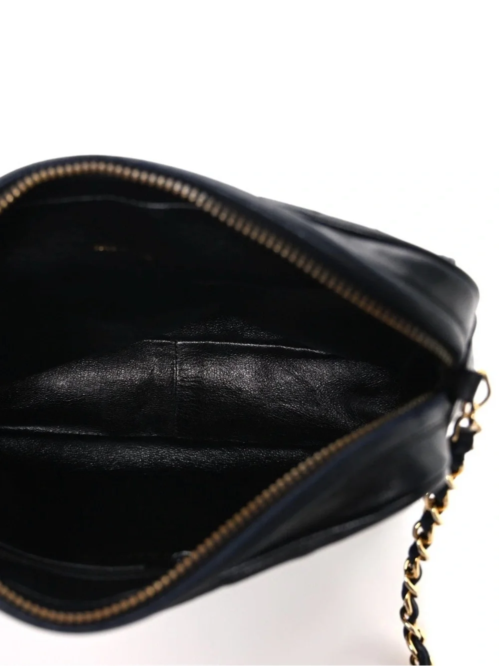 CHANEL Vintage 1990 Lambskin Quilted Tassel Camera Bag Navy